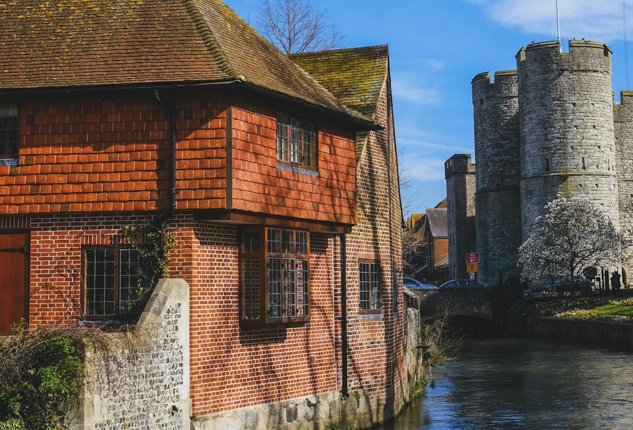 View of a river and buildings in Canterbury